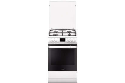 Aragaz mixt Hansa FCMW582109, Plita gaz, Cuptor electric, Alb
