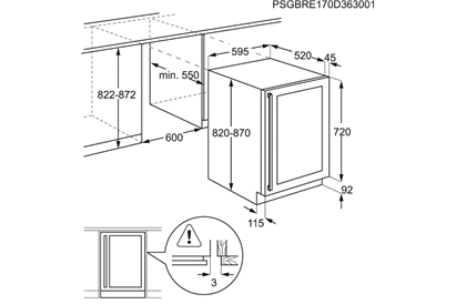 Racitor de vinuri incorporabil Electrolux ERW1573AOA, Capacitate de 46 sticle, 138 l, Clasa G, Negru