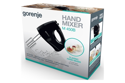 Mixer de mana, Gorenje, M450B, 450 W, 5 viteze + functie turbo, negru