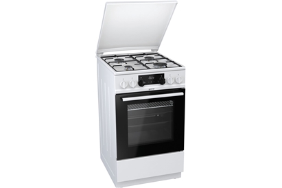Aragaz mixt Gorenje K5341WJ, 4 arzatoare, Cuptor electric 62 l, Timer, Alb