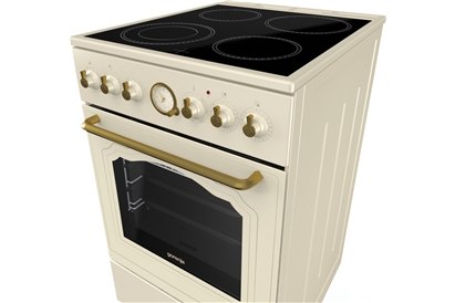 Aragaz electric Gorenje EC52CLI, Plita vitroceramica, Cuptor 70 l, Grill, Beige