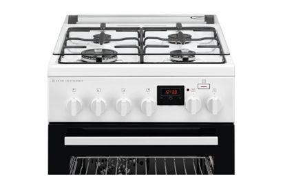 Aragaz mixt AEG CKB56480BW, STEAMBAKE AIRFRY, 4 zone de gatit, 50 cm, alb