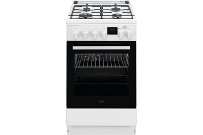 Aragaz mixt AEG CKB56480BW, STEAMBAKE AIRFRY, 4 zone de gatit, 50 cm, alb